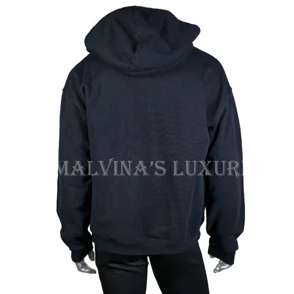 GUCCI MENS SWEATSHIRT BLACK COTTON HOODIE w BLADE LOGO sz L LARGE